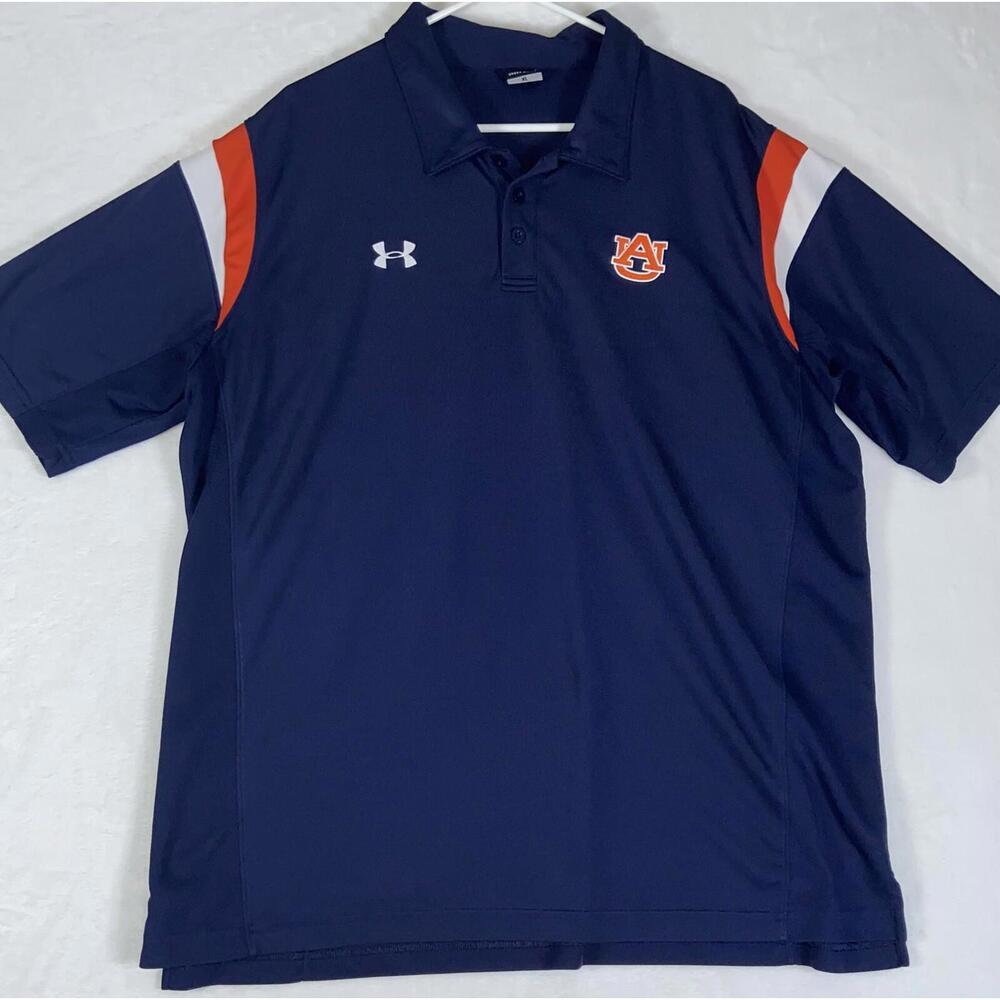 Auburn Tigers Shirt Men XLarge Navy Solid Under Armour UA Polo Golf Adult XL